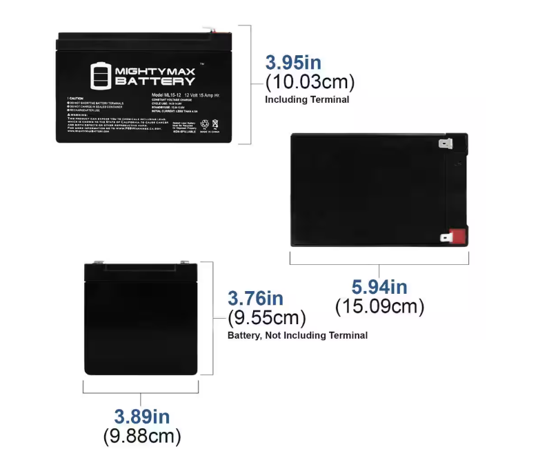 MIGHTY MAX BATTERY 12 -Volt 15 Ah Rechargeable F2 Terminal Sealed Lead Acid (SLA) Battery
