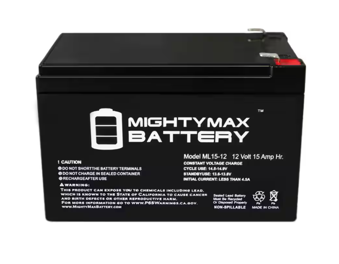 MIGHTY MAX BATTERY 12 -Volt 15 Ah Rechargeable F2 Terminal Sealed Lead Acid (SLA) Battery