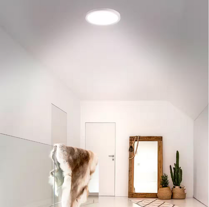 Commercial Electric Flexinstall LED 14 in. White Disklight Recessed Ceiling Light for Home with 5CCT + DuoBright Dimming