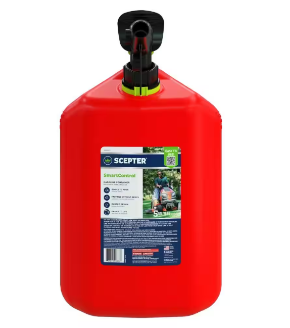 Scepter 5 Gal. Smart Control Gas Can with Rear Handle, Red Fuel Container