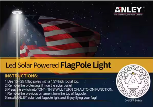 ANLEY 26 LED Solar Powered Flag Pole Light Ultra Bright Full Coverage Flagpole Downlight for Most 15 ft. to 25 ft. Poles