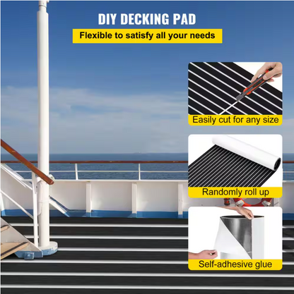EVA Foam Faux Teak Boat Decking Sheet 94.5 in. x 47.2 in. 6 mm Thick Non-Skid Self-Adhesive for Boat Flooring