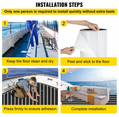 EVA Foam Faux Teak Boat Decking Sheet 94.5 in. x 47.2 in. 6 mm Thick Non-Skid Self-Adhesive for Boat Flooring