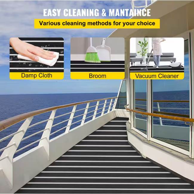 EVA Foam Faux Teak Boat Decking Sheet 94.5 in. x 47.2 in. 6 mm Thick Non-Skid Self-Adhesive for Boat Flooring