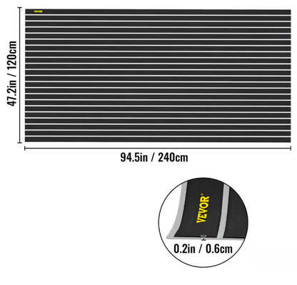 EVA Foam Faux Teak Boat Decking Sheet 94.5 in. x 47.2 in. 6 mm Thick Non-Skid Self-Adhesive for Boat Flooring