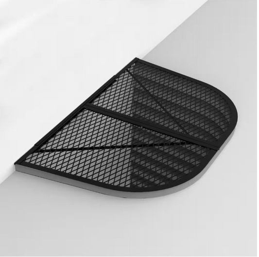 feldhawk 38 in. x 58 in. Steel Powder Coated Black, D - Shaped Egress Window Well Cover Semi-Universal Fit