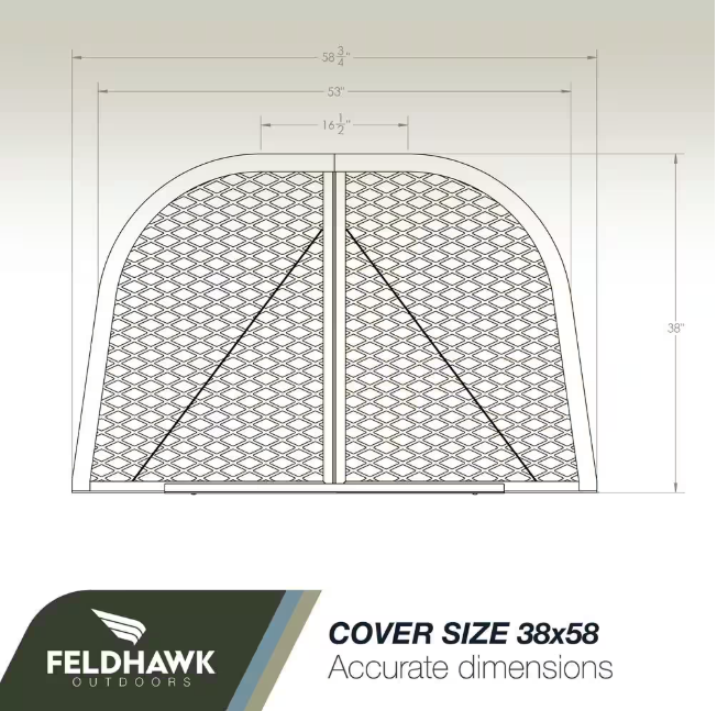 feldhawk 38 in. x 58 in. Steel Powder Coated Black, D - Shaped Egress Window Well Cover Semi-Universal Fit