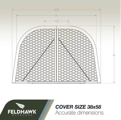 feldhawk 38 in. x 58 in. Steel Powder Coated Black, D - Shaped Egress Window Well Cover Semi-Universal Fit