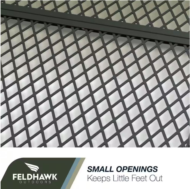 feldhawk 38 in. x 58 in. Steel Powder Coated Black, D - Shaped Egress Window Well Cover Semi-Universal Fit