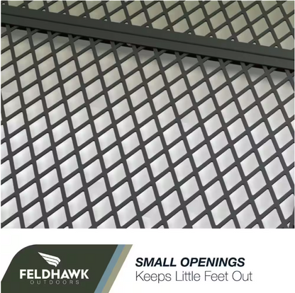 feldhawk 38 in. x 58 in. Steel Powder Coated Black, D - Shaped Egress Window Well Cover Semi-Universal Fit