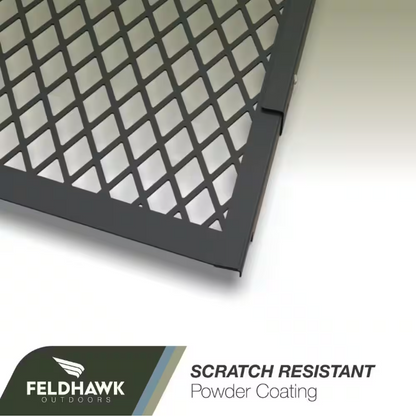 feldhawk 38 in. x 58 in. Steel Powder Coated Black, D - Shaped Egress Window Well Cover Semi-Universal Fit