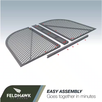 feldhawk 38 in. x 58 in. Steel Powder Coated Black, D - Shaped Egress Window Well Cover Semi-Universal Fit