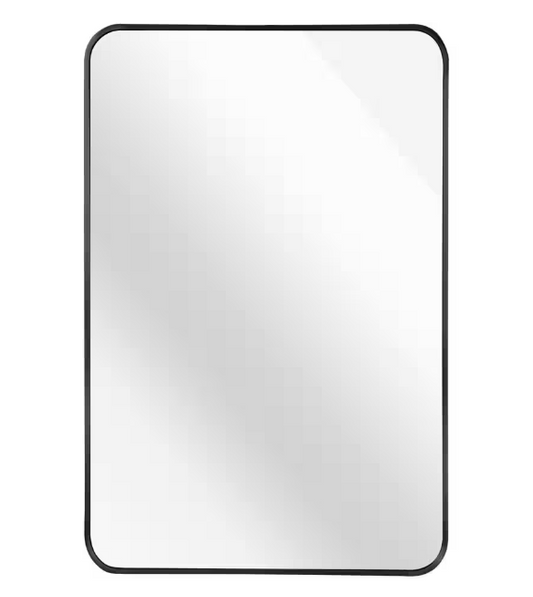 HUOVTR 24 in. W x 32 in. H Black Rectangle Framed Mirror