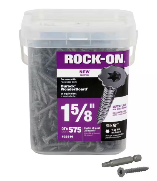 Rock-On #9 x 1-5/8 in. Serrated Flat Head Star Drive Cement Board Screws (575-Pack)