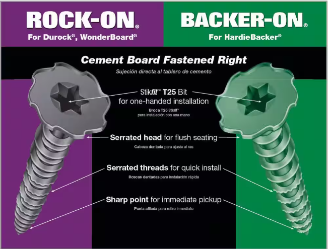 Rock-On #9 x 1-5/8 in. Serrated Flat Head Star Drive Cement Board Screws (575-Pack)