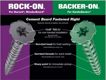 Rock-On #9 x 1-5/8 in. Serrated Flat Head Star Drive Cement Board Screws (575-Pack)
