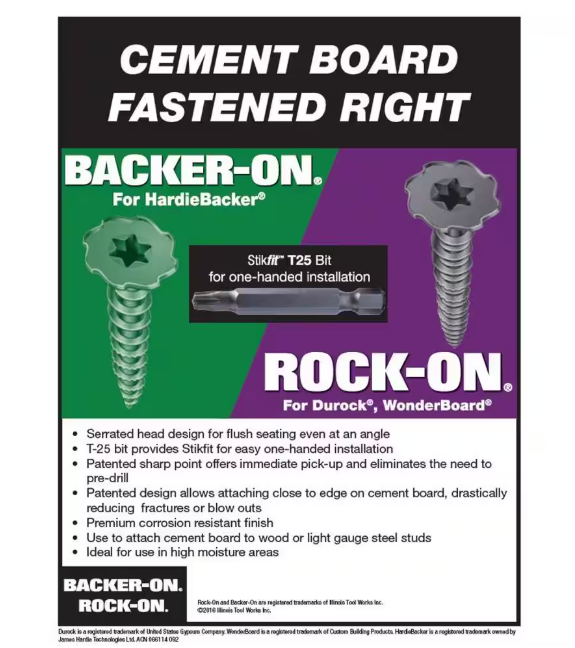 Rock-On #9 x 1-5/8 in. Serrated Flat Head Star Drive Cement Board Screws (575-Pack)