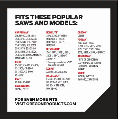Oregon S62 Chainsaw Chain for 18 in. Bar, Fits Husqvarna, Echo, Poulan, Craftsman, Homelite and More (2-Pack)