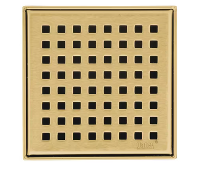 Oatey Designline 4 in. x 4 in. Stainless Steel Square Shower Drain with Square Pattern Drain Cover in Brushed Gold
