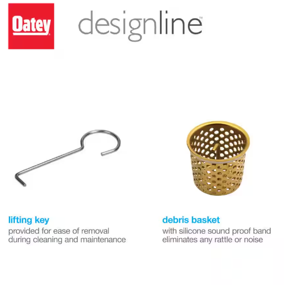 Oatey Designline 4 in. x 4 in. Stainless Steel Square Shower Drain with Square Pattern Drain Cover in Brushed Gold