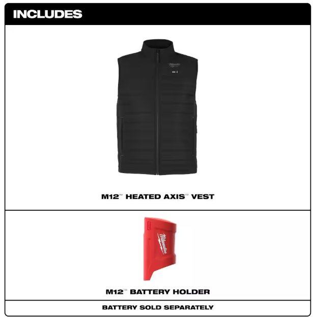Milwaukee Men's 2X-Large M12 12V Lithium-Ion Cordless AXIS Black Heated Vest (Vest Only)
