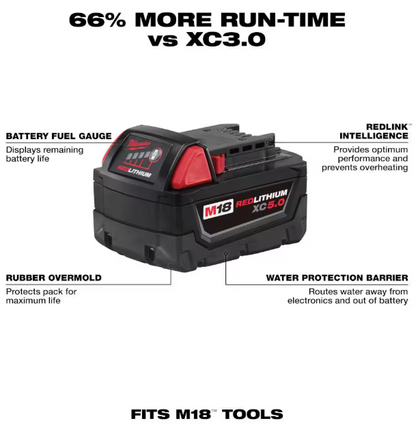 Milwaukee M18 18-Volt Lithium-Ion XC Starter Kit with One 5.0Ah Battery and Charger