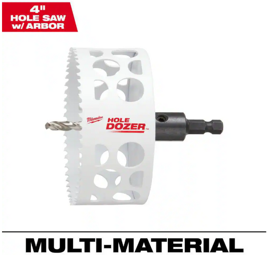 Milwaukee 4 in. HOLE DOZER Bi-Metal Hole Saw with 3/8 in. Arbor and Pilot Bit