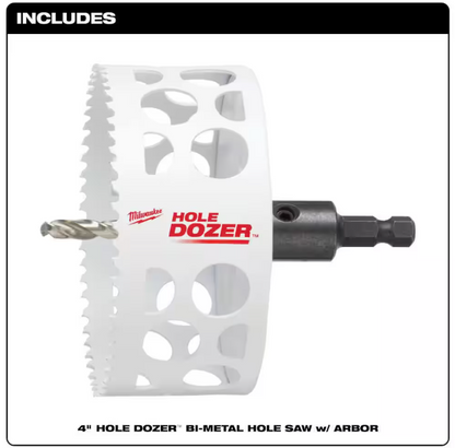 Milwaukee 4 in. HOLE DOZER Bi-Metal Hole Saw with 3/8 in. Arbor and Pilot Bit