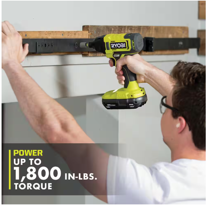 RYOBI ONE+ 18V Cordless 1/4 in. Impact Driver Kit with 1.5 Ah Battery and Charger