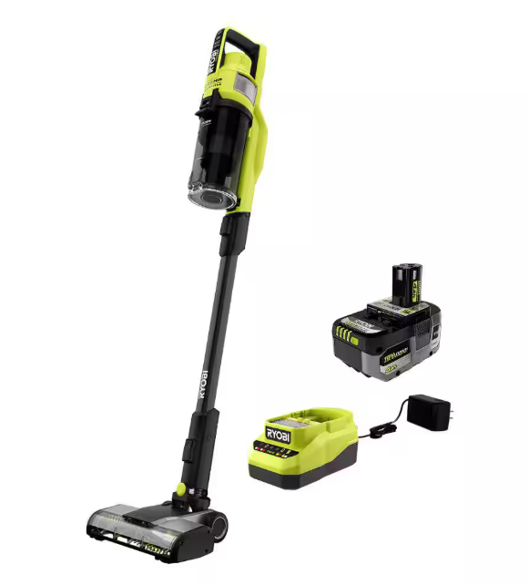 RYOBI ONE+ HP 18V Brushless Cordless Pet Stick Vacuum Cleaner Kit with 4.0 Ah HIGH PERFORMANCE Battery and Charger