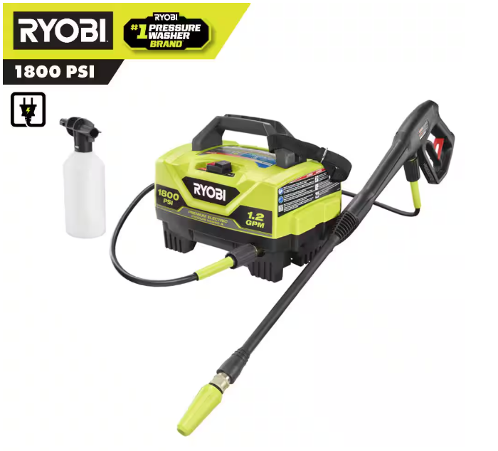 RYOBI 1800 PSI 1.2 GPM Cold Water Corded Electric Pressure Washer