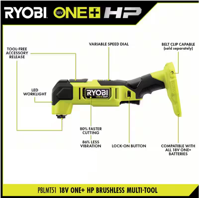 RYOBI ONE+ HP 18V Brushless Cordless Oscillating Multi-Tool (Tool Only)