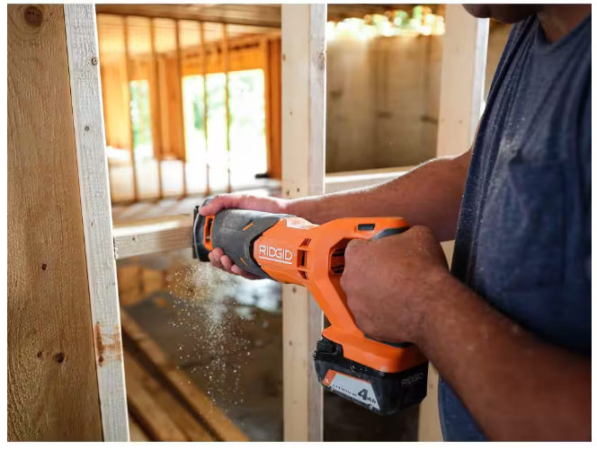 RIDGID 18V Cordless Reciprocating Saw Kit with 4.0 Ah Battery and Charger