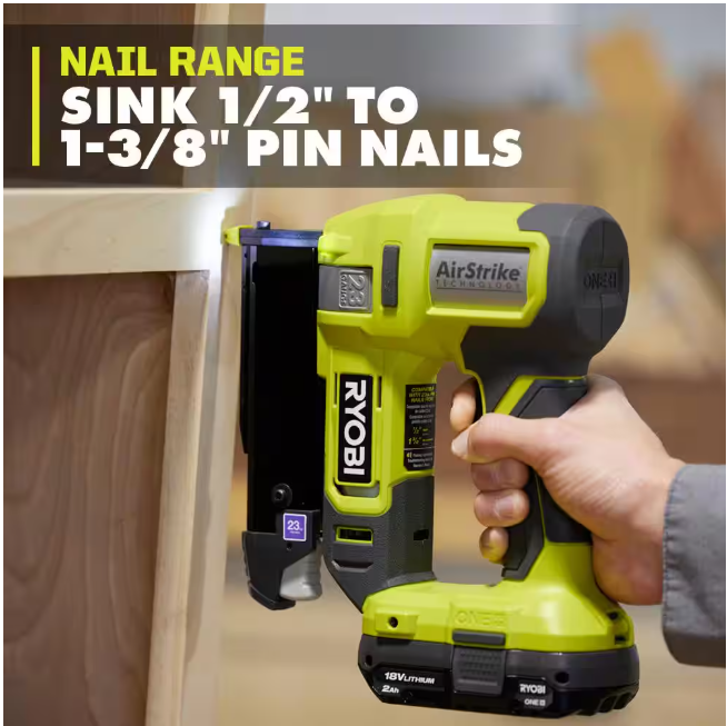 RYOBI ONE+ 18V Cordless Airstrike 23-Gauge Pin Nailer (Tool Only)