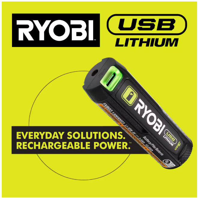 RYOBI USB Lithium Cordless Magnetic Clamp Light Kit with 2.0 Ah Battery and Charging Cable