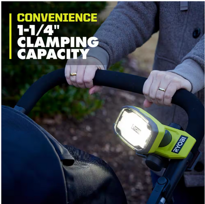 RYOBI USB Lithium Cordless Magnetic Clamp Light Kit with 2.0 Ah Battery and Charging Cable