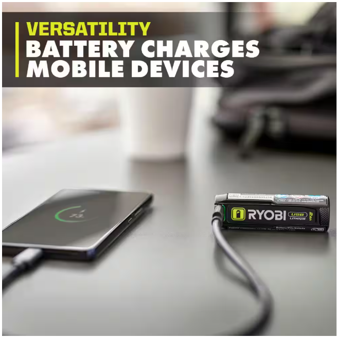 RYOBI USB Lithium Cordless Magnetic Clamp Light Kit with 2.0 Ah Battery and Charging Cable