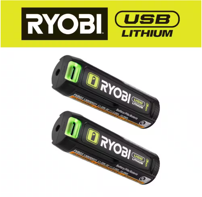 RYOBI USB Lithium 3.0 Ah Lithium-ion Rechargeable Battery (2-Pack)
