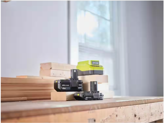 RYOBI ONE+ 18V Lithium-Ion Starter Kit with 2.0 Ah Battery, 4.0 Ah Battery, and Charger