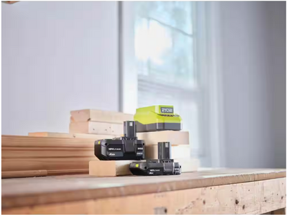 RYOBI ONE+ 18V Lithium-Ion Starter Kit with 2.0 Ah Battery, 4.0 Ah Battery, and Charger