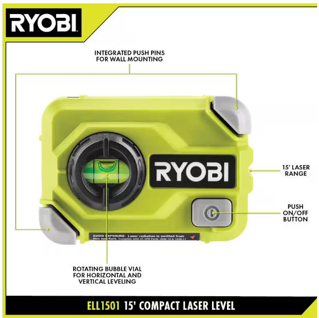 RYOBI 15' Compact Laser Level