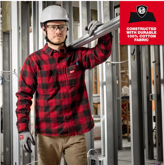 Milwaukee Men's Extra Large Red GRIDIRON Flannel Shirt