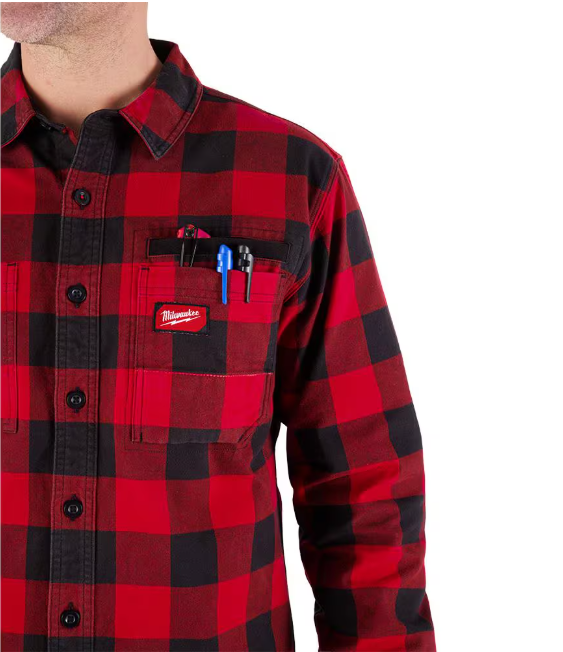 Milwaukee Men's Extra Large Red GRIDIRON Flannel Shirt