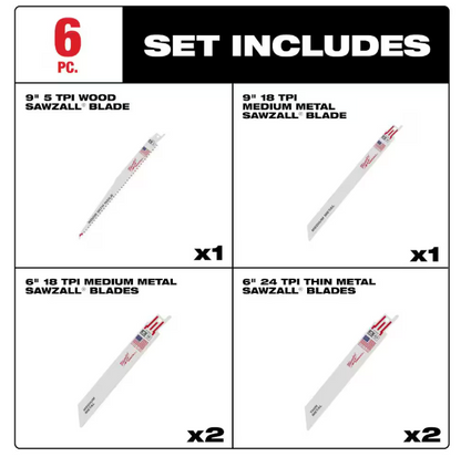 Milwaukee SAWZALL General Purpose Reciprocating Blade Set (6-Piece)