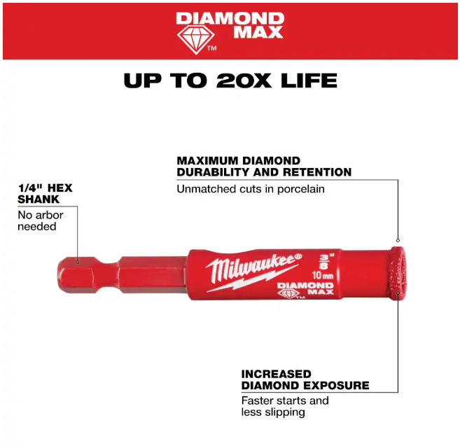 Milwaukee 3/8 in. Diamond Max Hole Saw