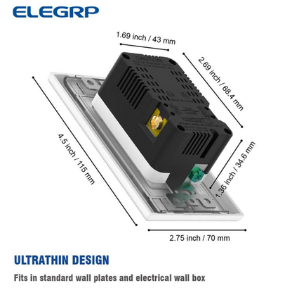 ELEGRP 4.0 Amp Dual USB Ports with Smart Chip, 15 Amp Duplex Tamper Resistant Outlet, Wall Plate Included, Almond (2-Pack)