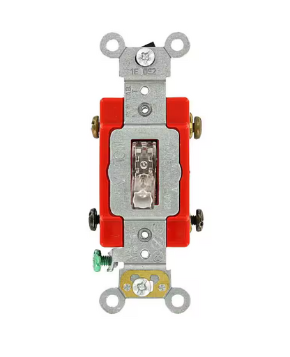 Leviton 20 Amp Industrial Grade Heavy Duty Double-Pole Pilot Light Toggle Switch, Clear