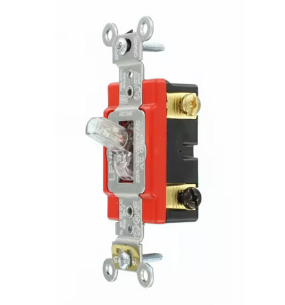 Leviton 20 Amp Industrial Grade Heavy Duty Double-Pole Pilot Light Toggle Switch, Clear