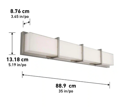 Artika Subway 35 in. 4-Light Stainless Steel Modern Integrated LED Vanity Light Bar for Bathroom