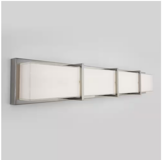 Artika Subway 35 in. 4-Light Stainless Steel Modern Integrated LED Vanity Light Bar for Bathroom